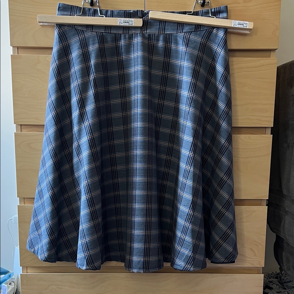 Modcloth Navy Plaid A-Line Skirt
